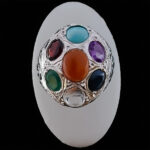 انگشتر نقره مردانه طرح فاخر امید با چند سنگ معدنی اصل - Image 6