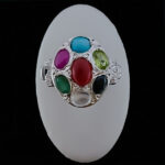 انگشتر نقره مردانه طرح فاخر الوند با چند سنگ معدنی اصل - Image 5