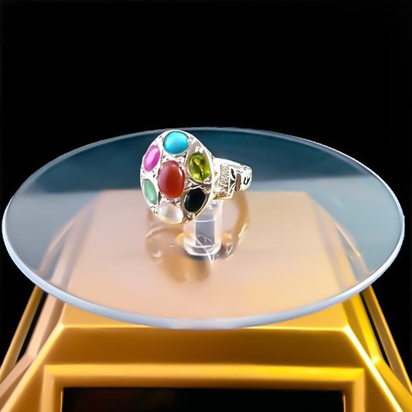 انگشتر نقره مردانه طرح فاخر الوند با چند سنگ معدنی اصل - Image 3