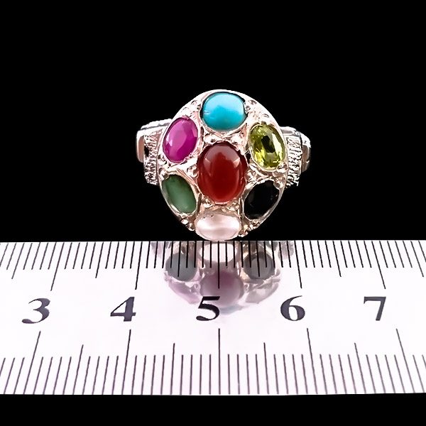 انگشتر نقره مردانه طرح فاخر الوند با چند سنگ معدنی اصل - Image 4