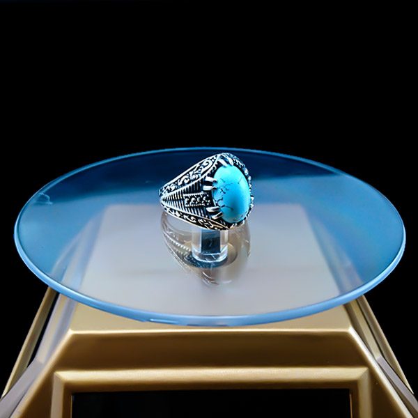 انگشتر نقره مردانه و زنانه طرح آندیا سنگ فیروزه نیشابوری - Image 2