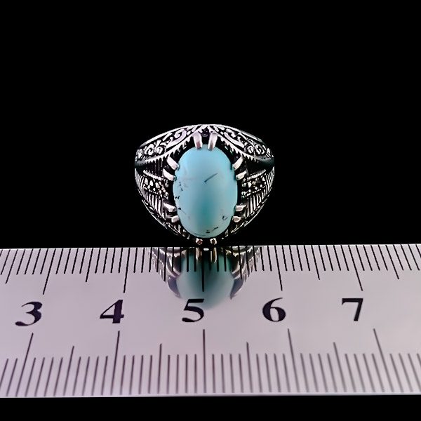 انگشتر نقره مردانه و زنانه طرح آندیا سنگ فیروزه نیشابوری - Image 3