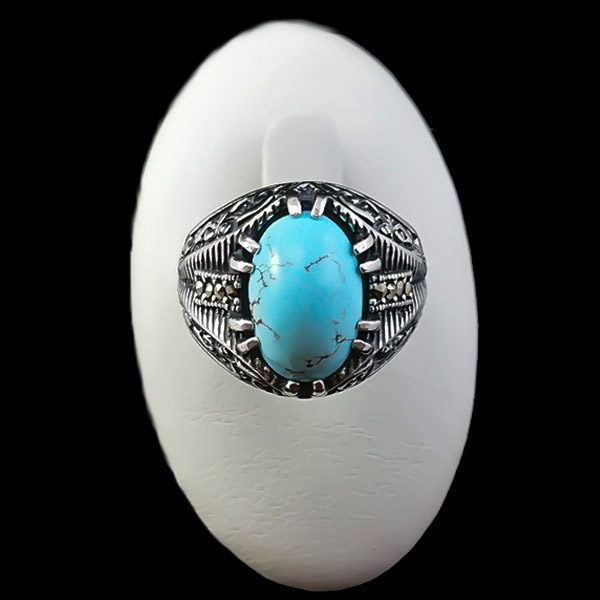 انگشتر نقره مردانه و زنانه طرح آندیا سنگ فیروزه نیشابوری - Image 4