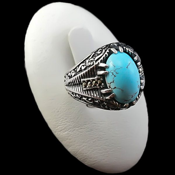 ۲-۱-۰۶۱ turquoise-ring (4) مدل انگشتر فیروزه دخترانه پسرانه شیک
