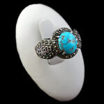 انگشتر نقره مردانه و زنانه طرح آفریده سنگ فیروزه نیشابوری