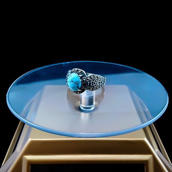 انگشتر نقره مردانه و زنانه طرح آفریده سنگ فیروزه نیشابوری - Image 4