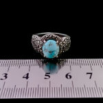 انگشتر نقره مردانه و زنانه طرح آفریده سنگ فیروزه نیشابوری - Image 2