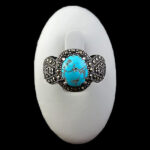 انگشتر نقره مردانه و زنانه طرح آفریده سنگ فیروزه نیشابوری - Image 3