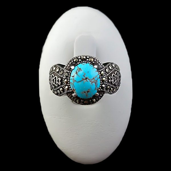 انگشتر نقره مردانه و زنانه طرح آفریده سنگ فیروزه نیشابوری - Image 3