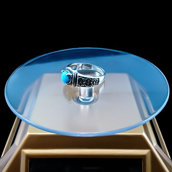 انگشتر نقره مردانه و زنانه طرح آوید سنگ فیروزه نیشابوری - Image 2