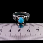 انگشتر نقره مردانه و زنانه طرح آوید سنگ فیروزه نیشابوری - Image 3