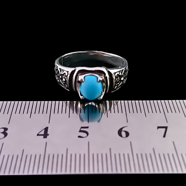 انگشتر نقره مردانه و زنانه طرح آوید سنگ فیروزه نیشابوری - Image 3