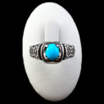 انگشتر نقره مردانه و زنانه طرح آوید سنگ فیروزه نیشابوری - Image 4