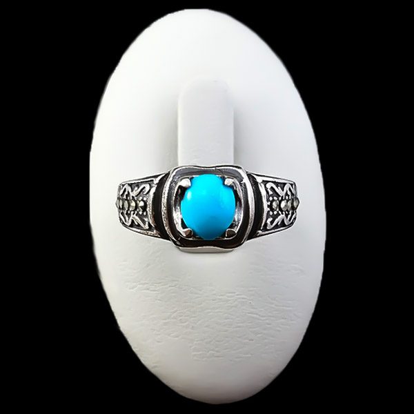 انگشتر نقره مردانه و زنانه طرح آوید سنگ فیروزه نیشابوری - Image 4