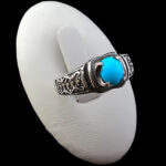 انگشتر نقره مردانه و زنانه طرح آوید سنگ فیروزه نیشابوری