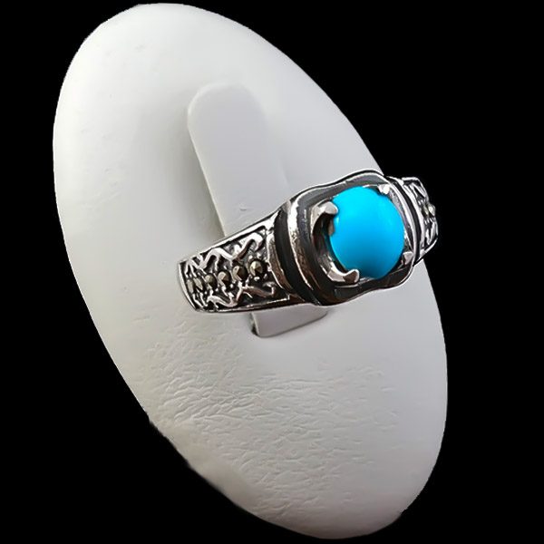 ۲-۱-۰۶۴ turquoise-ring (4) انگشتر فیروزه زنانه مردانه نقره