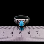 انگشتر نقره مردانه و زنانه طرح آوید ۲ سنگ فیروزه نیشابوری - Image 4