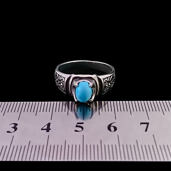 انگشتر نقره مردانه و زنانه طرح آوید ۲ سنگ فیروزه نیشابوری - Image 4