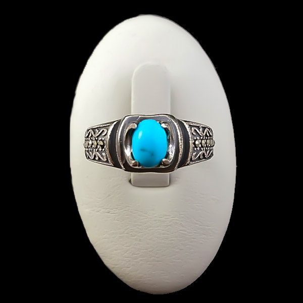 انگشتر نقره مردانه و زنانه طرح آوید ۲ سنگ فیروزه نیشابوری - Image 2