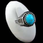 انگشتر نقره مردانه و زنانه طرح آتین سنگ فیروزه نیشابوری