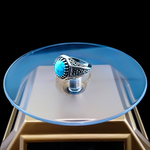 انگشتر نقره مردانه و زنانه طرح آتین سنگ فیروزه نیشابوری - Image 4