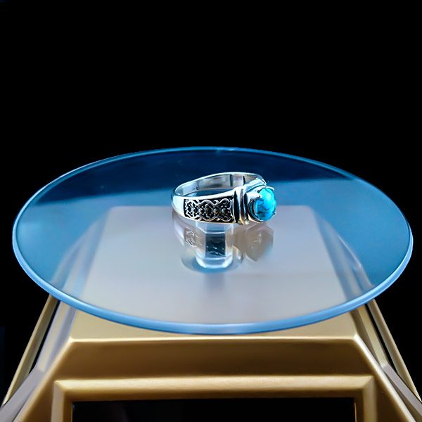 انگشتر نقره مردانه و زنانه طرح آوید ۱ سنگ فیروزه نیشابوری - Image 3