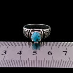 انگشتر نقره مردانه و زنانه طرح آوید ۱ سنگ فیروزه نیشابوری - Image 4