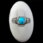 انگشتر نقره مردانه و زنانه طرح آوید ۱ سنگ فیروزه نیشابوری - Image 2