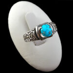 انگشتر نقره مردانه و زنانه طرح آوید ۱ سنگ فیروزه نیشابوری