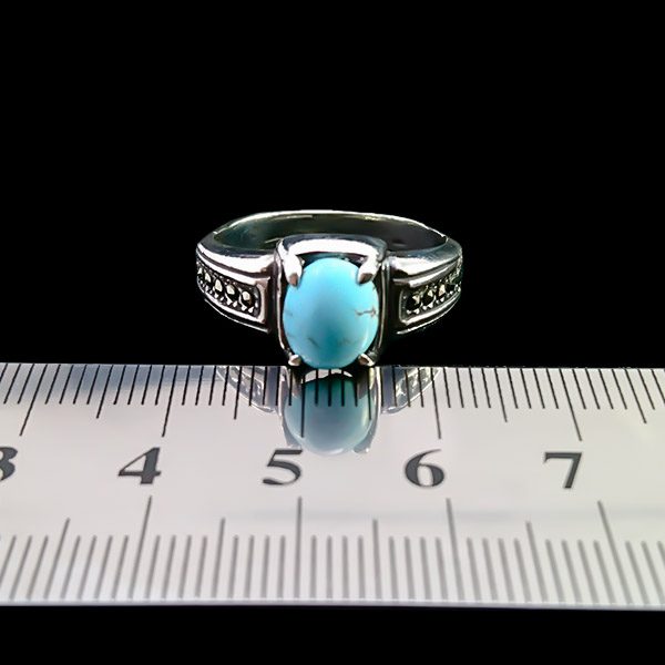 انگشتر نقره مردانه و زنانه طرح آیرین سنگ فیروزه نیشابوری - Image 2