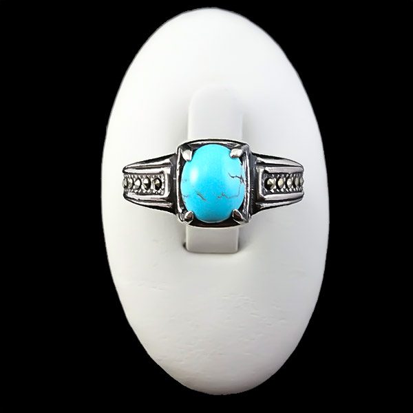 انگشتر نقره مردانه و زنانه طرح آیرین سنگ فیروزه نیشابوری - Image 3