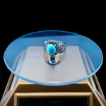 انگشتر نقره مردانه و زنانه طرح آفریده ۲ سنگ فیروزه نیشابوری - Image 3