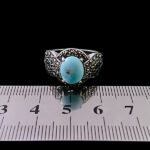 انگشتر نقره مردانه و زنانه طرح آفریده ۲ سنگ فیروزه نیشابوری - Image 4