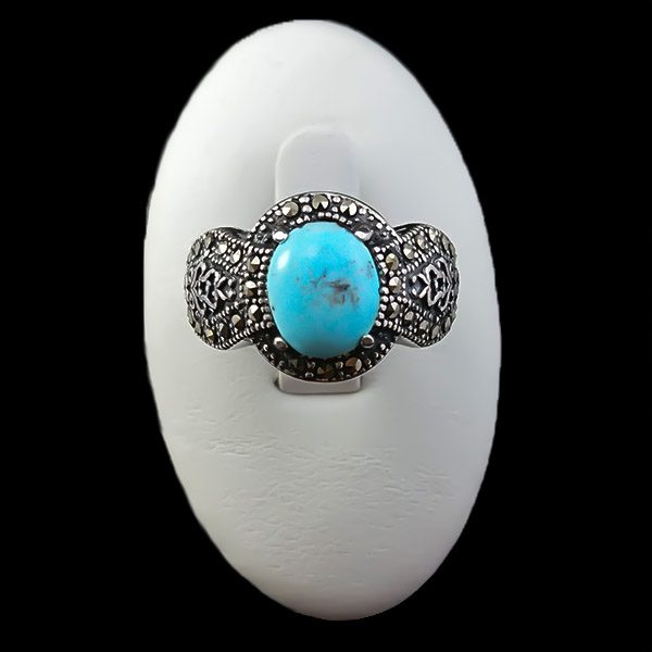 انگشتر نقره مردانه و زنانه طرح آفریده ۲ سنگ فیروزه نیشابوری - Image 2