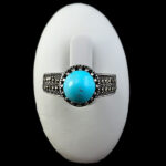 انگشتر نقره مردانه و زنانه طرح آگرین ۲ سنگ فیروزه نیشابوری - Image 3