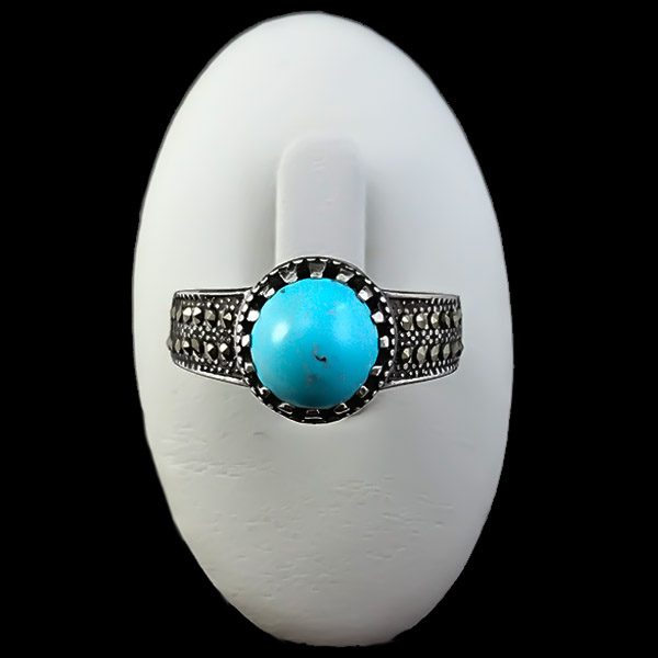 انگشتر نقره مردانه و زنانه طرح آگرین ۲ سنگ فیروزه نیشابوری - Image 3