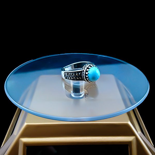 انگشتر نقره مردانه و زنانه طرح آگرین ۲ سنگ فیروزه نیشابوری - Image 4