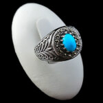 انگشتر نقره مردانه و زنانه طرح احیا با سنگ فیروزه نیشابوری