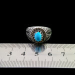 انگشتر نقره مردانه و زنانه طرح احیا با سنگ فیروزه نیشابوری - Image 3