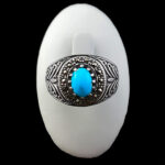 انگشتر نقره مردانه و زنانه طرح احیا با سنگ فیروزه نیشابوری - Image 4