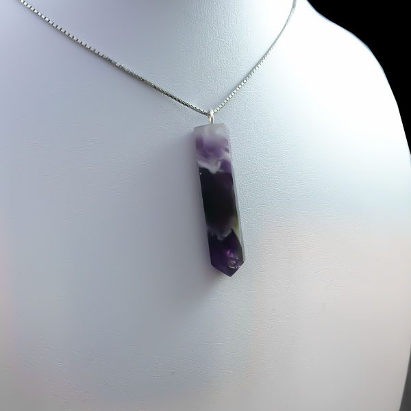 گردنبند زنانه ومردانه آمیتیست طرح آبنوس با سنگ آمیتیست اصل - Image 2