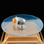 انگشتر نقره مردانه طرح آتین با سنگ عقیق یمنی سرخ - Image 4