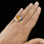 انگشتر نقره مردانه طرح آتین با سنگ عقیق یمنی سرخ - Image 5