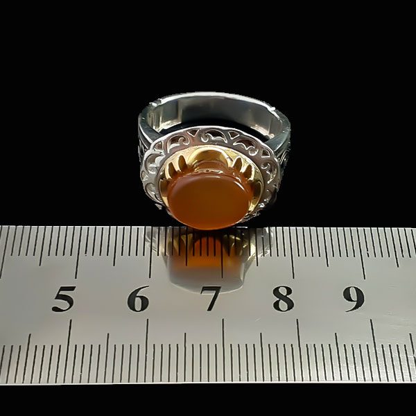انگشتر نقره مردانه طرح آتین با سنگ عقیق یمنی سرخ - Image 2