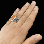 انگشتر نقره مردانه طرح آذرفر با سنگ عقیق یمنی سرخ - Image 2