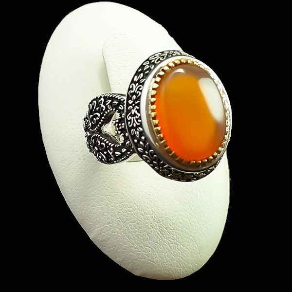 انگشتر عقیق یمنی سرخ مردانه نقره