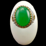 انگشتر نقره مردانه طرح ضریح با سنگ عقیق سبز - Image 4