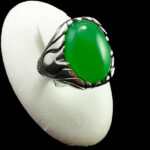 انگشتر نقره مردانه طرح پارسان با سنگ عقیق سبز