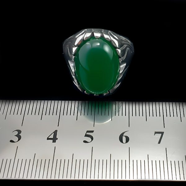 انگشتر نقره مردانه طرح پارسان با سنگ عقیق سبز - Image 2