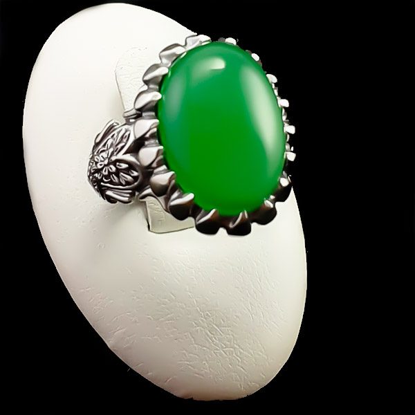 انگشتر عقیق سبز مردانه نقره صفوی